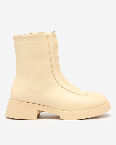 Royalfashion Women's beige Etiuse flat heeled boots