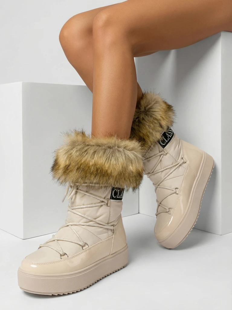 Royalfashion Бежевые ботинки-слипы a'la snow boots for women Gomllo