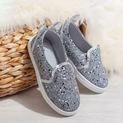 OUTLET Gray brocade children's slip-on Babyboom - Footwear