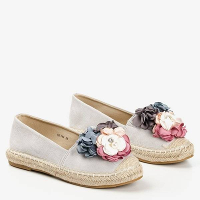 OUTLET Szare espadryle z kwiatkami Fandi - Obuwie