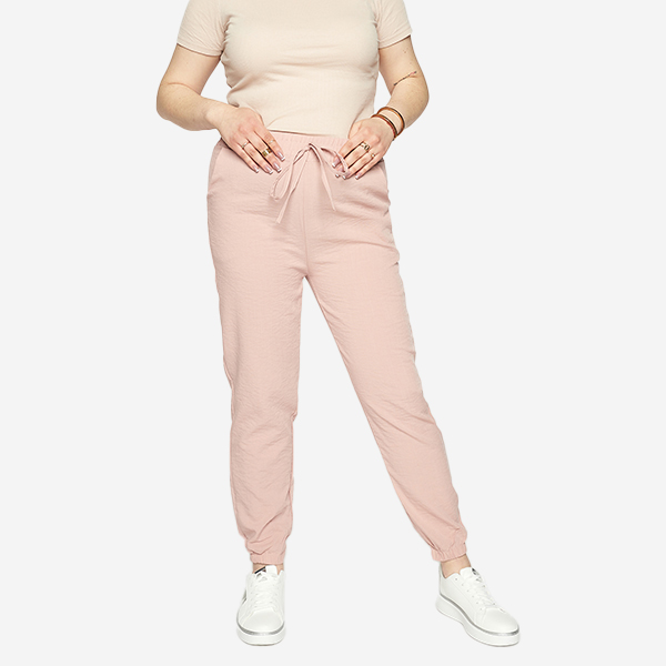 Women's pink fabric joggers PLUS SIZE - Clothing