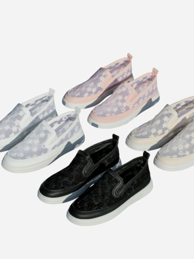 Royalfashion Women's moccasins made of mesh with flowers Emzos