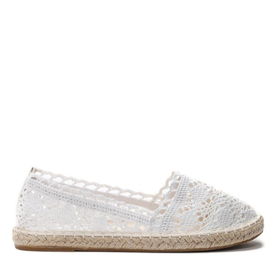 Białe, koronkowe espadryle- Obuwie