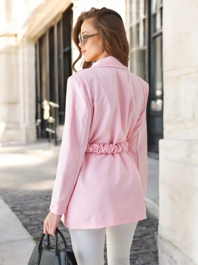 Royalfashion Women's blazer with a belt and decorative flower