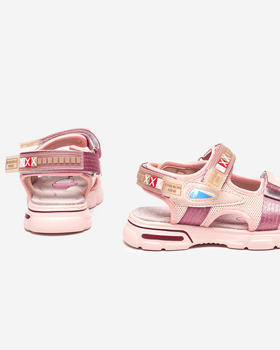 Light pink children's sandals with Velcro Mepoti - Footwear
