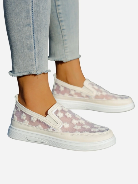 Royalfashion Women's moccasins made of mesh with flowers Emzos