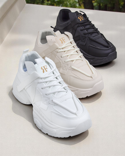 Women's white Arete eco-leather sneakers, flat heel, spring collection