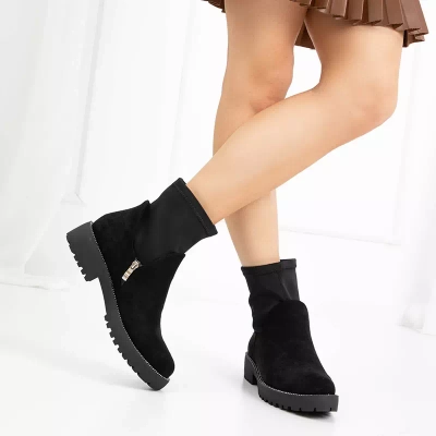 OUTLET Black eco-suede boots with decorative upper Isanti - Footwear