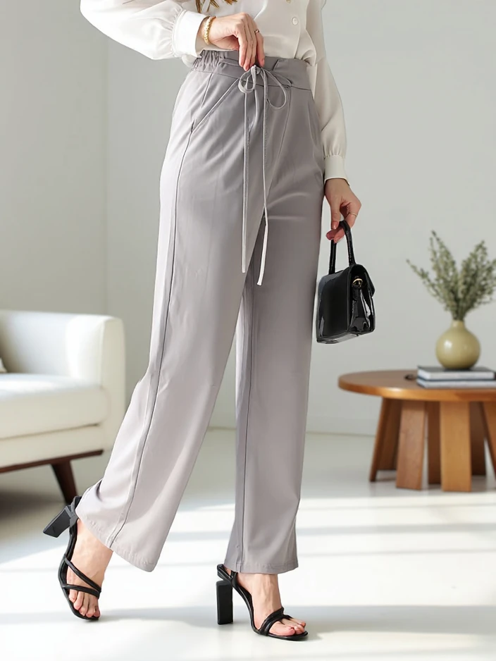 Royalfashion Wide women's trousers with side tie