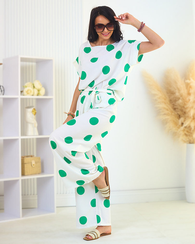 Royalfashion Green and white women's pea set