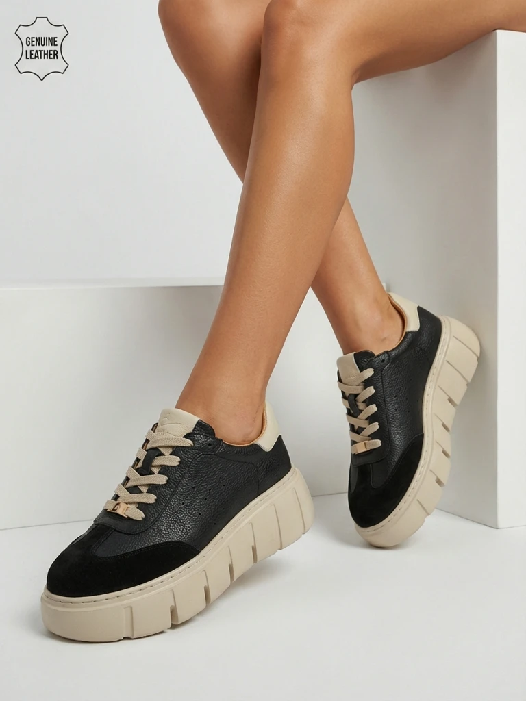 Taures Women's Natural Leather Sport Sneakers