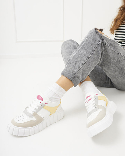 Beige and white Nortelo women's sports shoes - Footwear