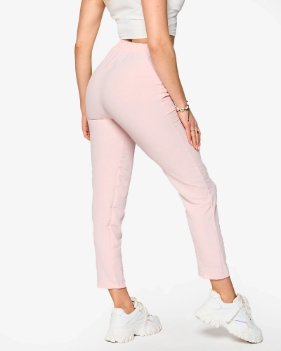 Light pink women's straight fabric pants - Clothing