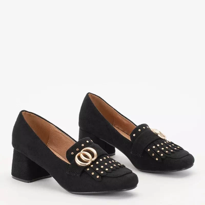 OUTLET Черные туфли-лодочки на столбе с декоративным верхом Nell-Shoes