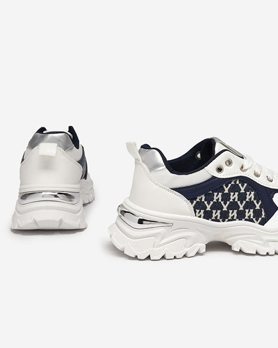 White and navy blue women's sports sneakers Umikatu - Footwear