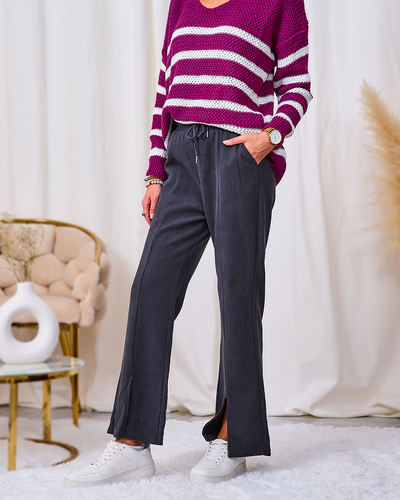 Royalfashion Dark gray corduroy women's fabric pants