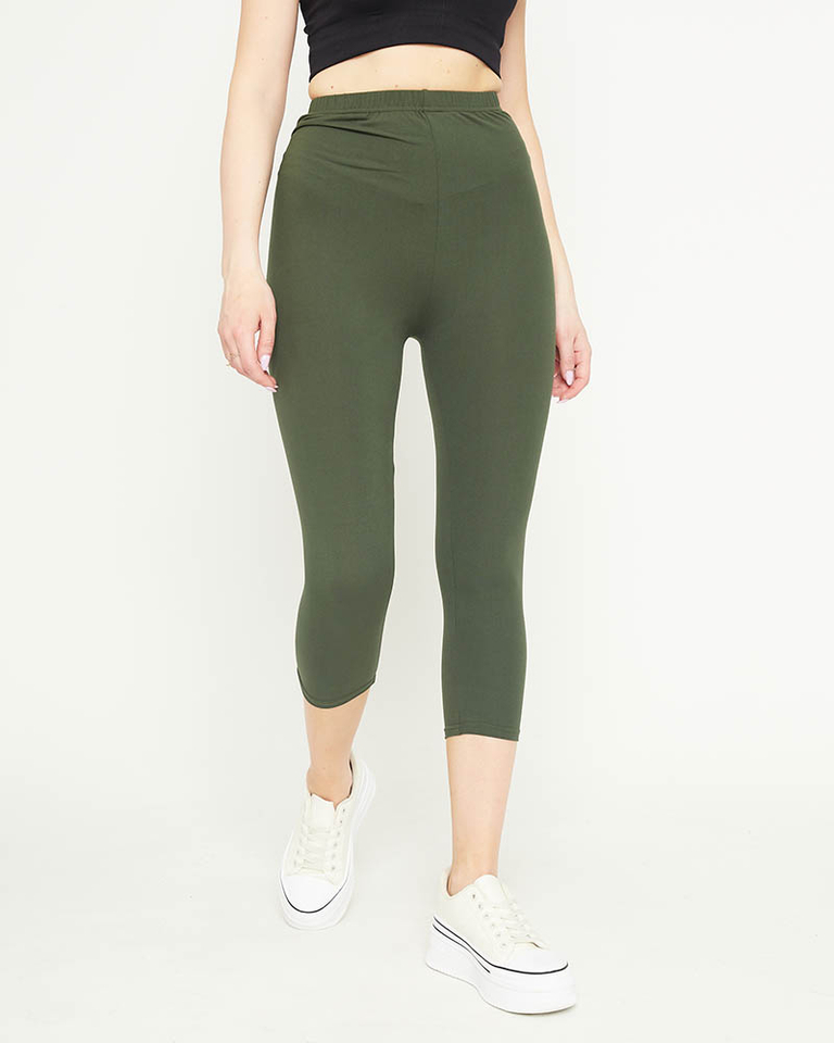 Dark green women's 3/4 cycling leggings - Clothing