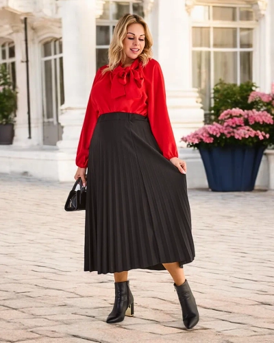 Royalfashion Plisēta sieviešu midi svārki Lielā izmēra