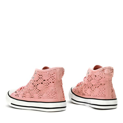 Pink sneakers with lace trim Viven - Footwear