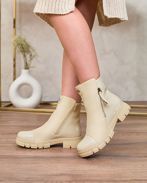 Royalfashion Beige matte Hedaheh sieviešu zābaki