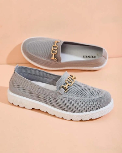 Royalfashion Women's fabric moccasins with gold embellishment Erticae