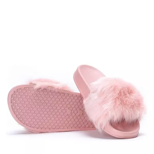 OUTLET Light pink slippers with fur Millie- Shoes
