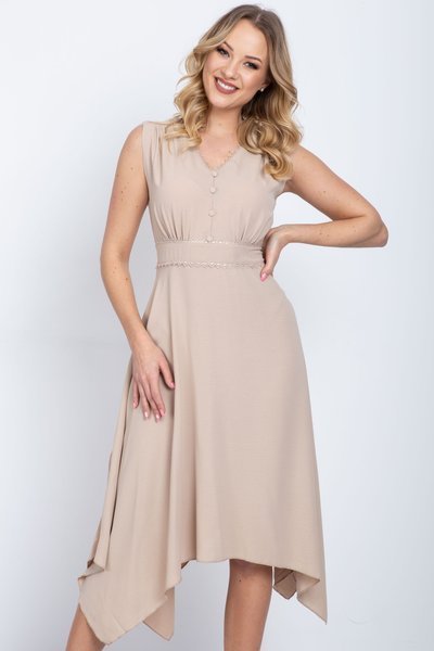 Beige flared dress - Clothing 1
