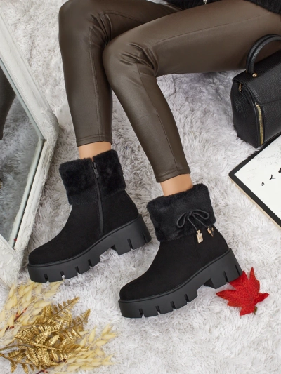 Women's High Eco Suede Ankle Boots with Fur Vernaya