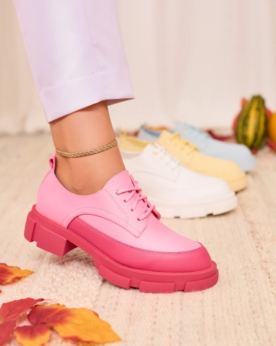 Royalfashion Pink Sieviešu matēti puspapēžu zābaki ar cietu zoli Trendy Chunky