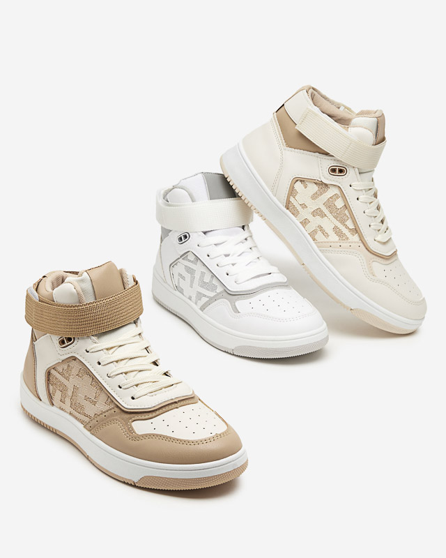 Ladies' beige high-top sports shoes Retila - Footwear