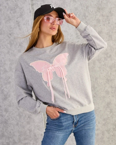 Royalfashion Sieviešu kokvilnas džemperis ar plānu apdruku