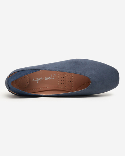 Navy blue women's ballerinas with a square toe Lojara - Footwear