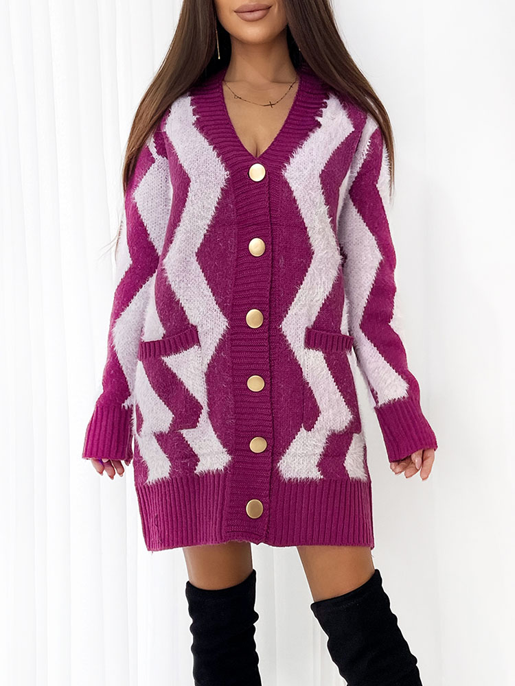 Royalfashion Koalt long plaid button-down sweater