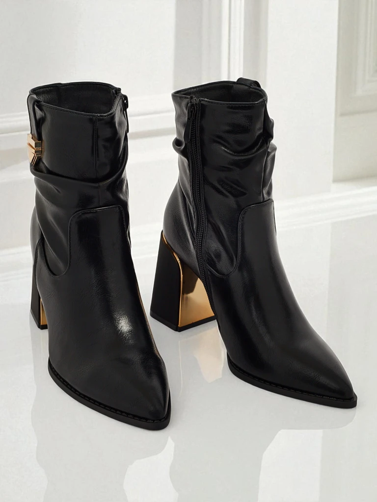 Women's Eco-Leather Heeled Ankle Boots AshenPurl