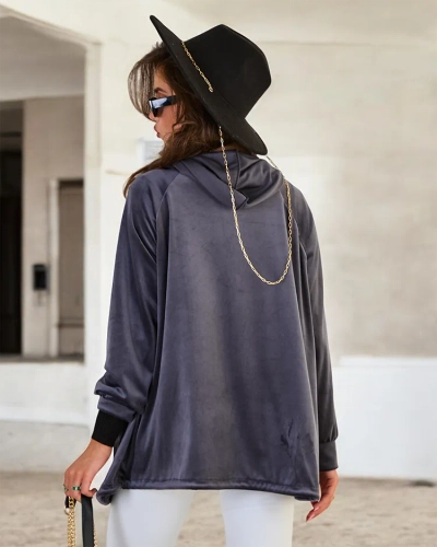 Royalfashion Sieviešu džemperis bez rāvējslēdzēja ar kapuci