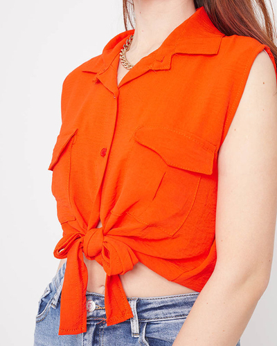 Oranža crop top blūze aizdarāma ar pogām - Apģērbs