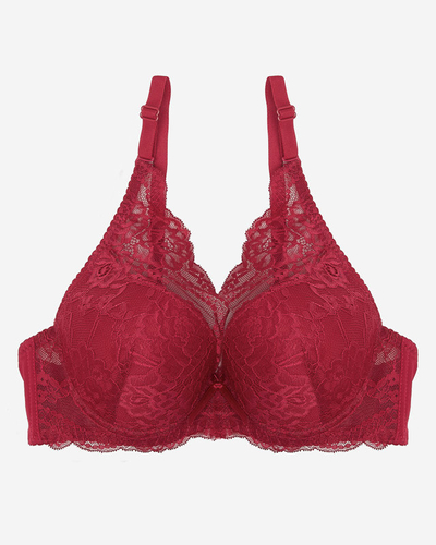 Women's push-up bra with lace in burgundy color - Underwear