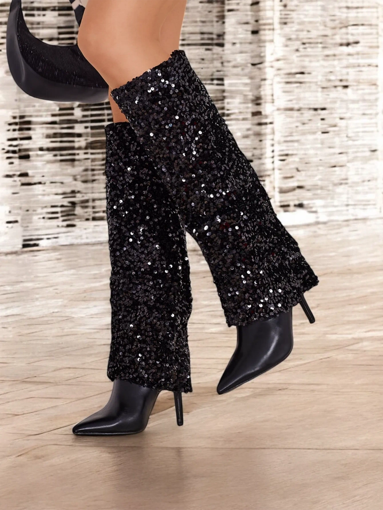 Royalfashion Women's high boots with zircons Endove