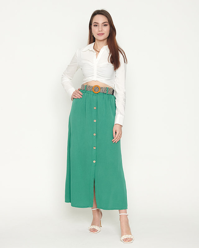 Women's midi skirt, dark green - Clothing