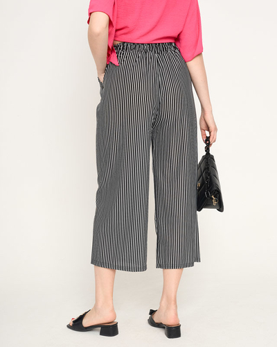 Women's black striped fabric trousers - Clothing