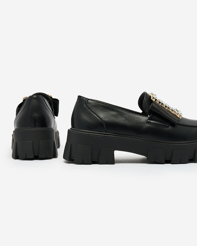 Royalfashion Black moccasins with decoration on the nose Alomease