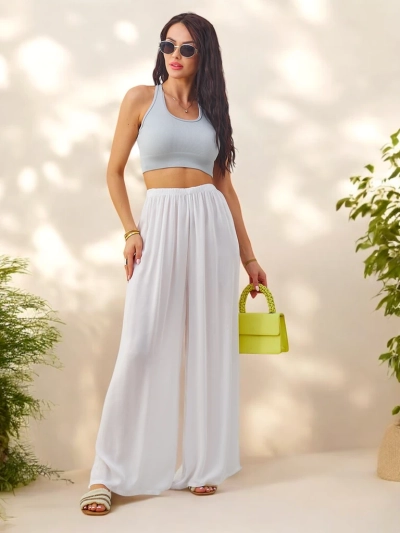 Royalfashion Viscose straight women's trousers made of fabric