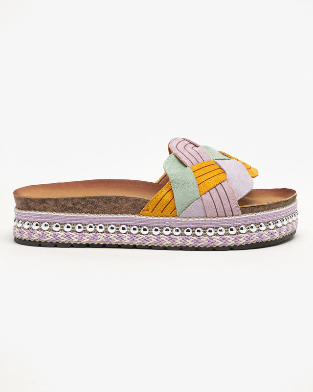 Violet women's slippers on a thick sole Cekolina - Footwear