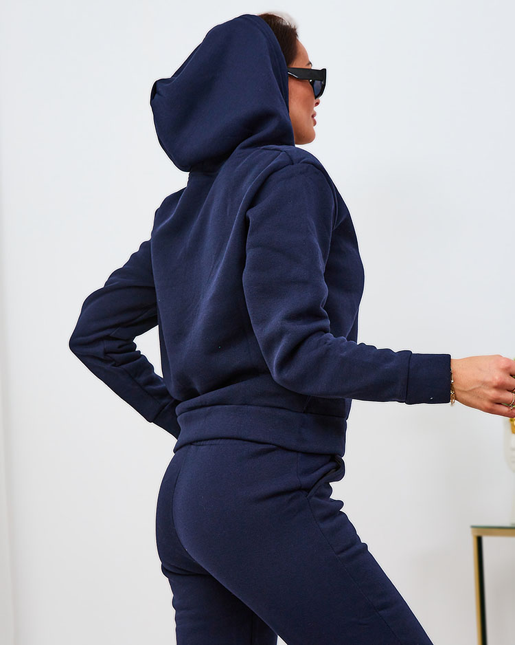 Royalfashion Черный женский утепленный спортивный костюм с золотым принтом