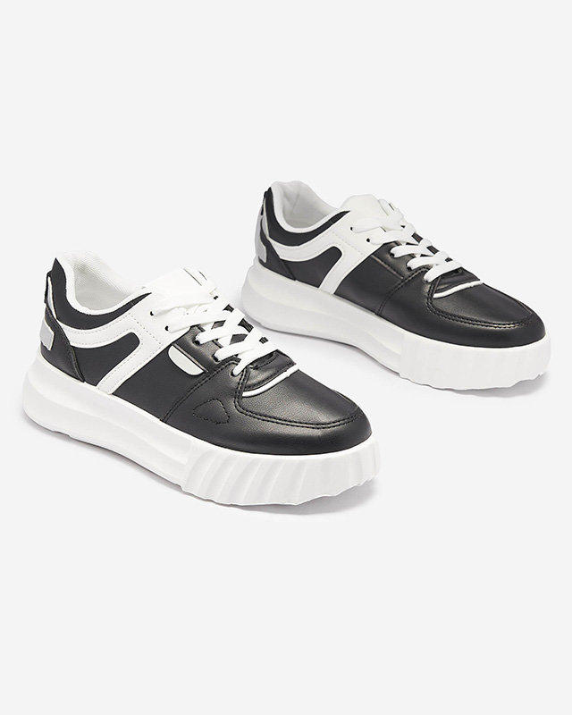 Eko ādas sieviešu melni sporta apavi ar baltiem ielaidumiem Netiris - Apavi