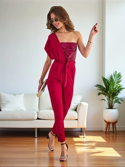 Royalfashion Garais sieviešu jumsuit ar cirkoniem