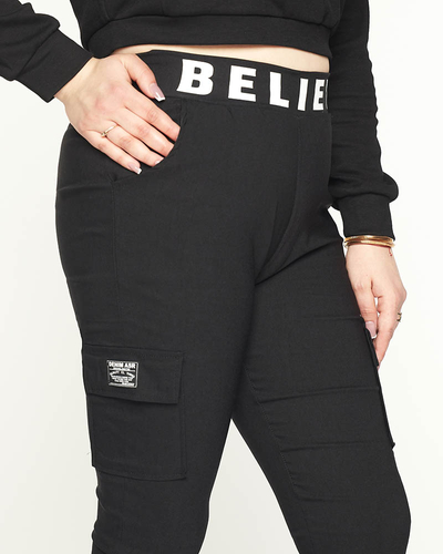 Black cargo pants a'la women with pockets PLUS SIZE - Clothing