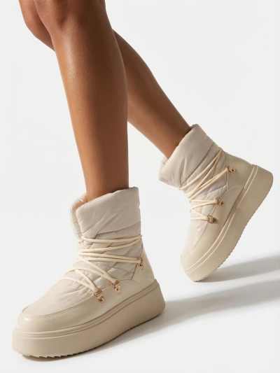 Royalfashion Women's slip-on snow boots in cream color Dabenda