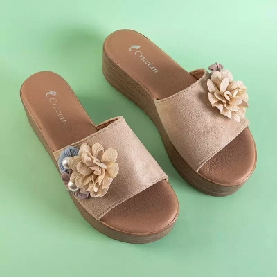 OUTLET Beige women's platform sandals Azriel - Footwear