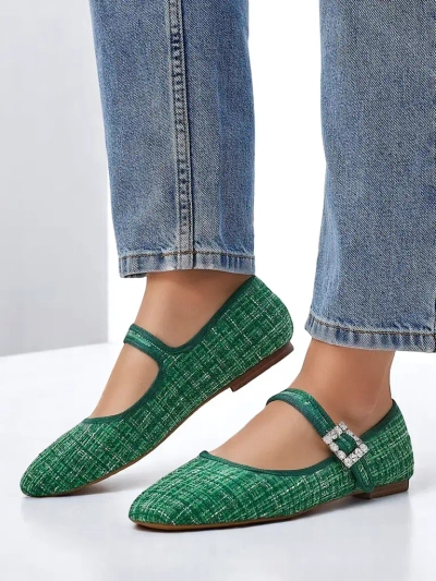 Женские ballet flats Royalfashion в клетку с пряжкой и ремешком Riffos